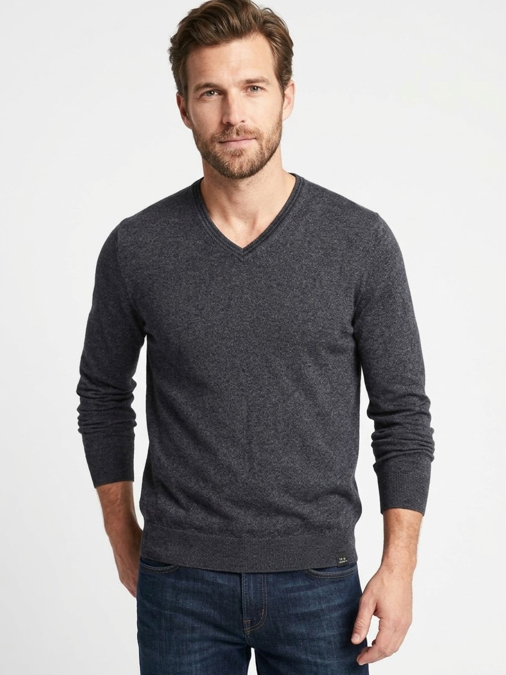 Banana Republic Luxury Blend Silk Cotton Cashmere V-Neck Sweater blend preppy